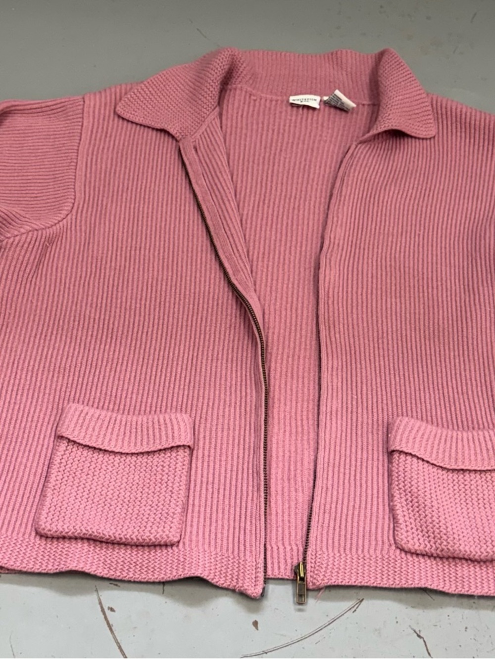 Whitefish Bay Mauve Women’s Knit Ribbed Zip-Front Cardigan Sweater size X-Large